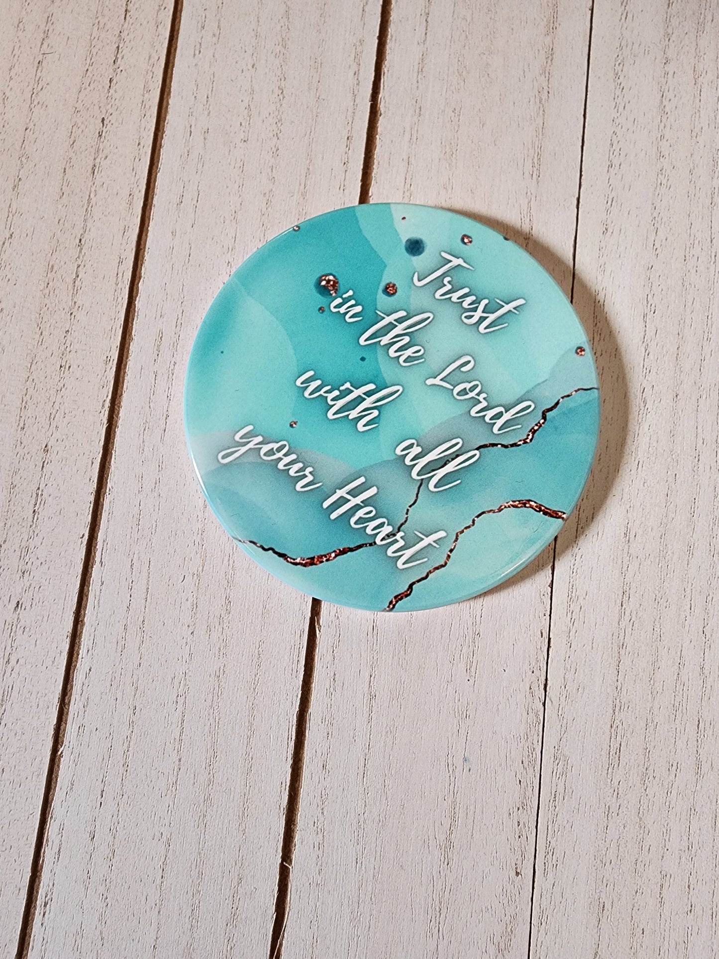 Trust in the Lord teal mug set
