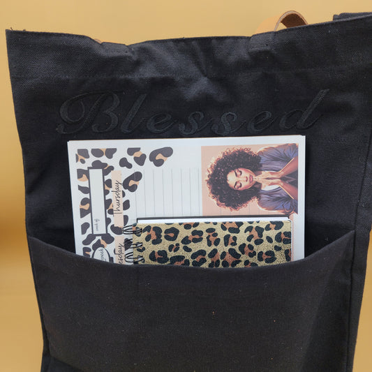 Blessed MAMA black tote and notebook set