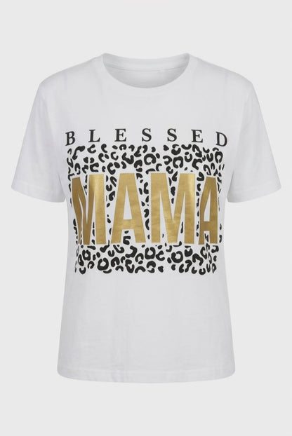 Blessed Mama t-shirt with leopard print