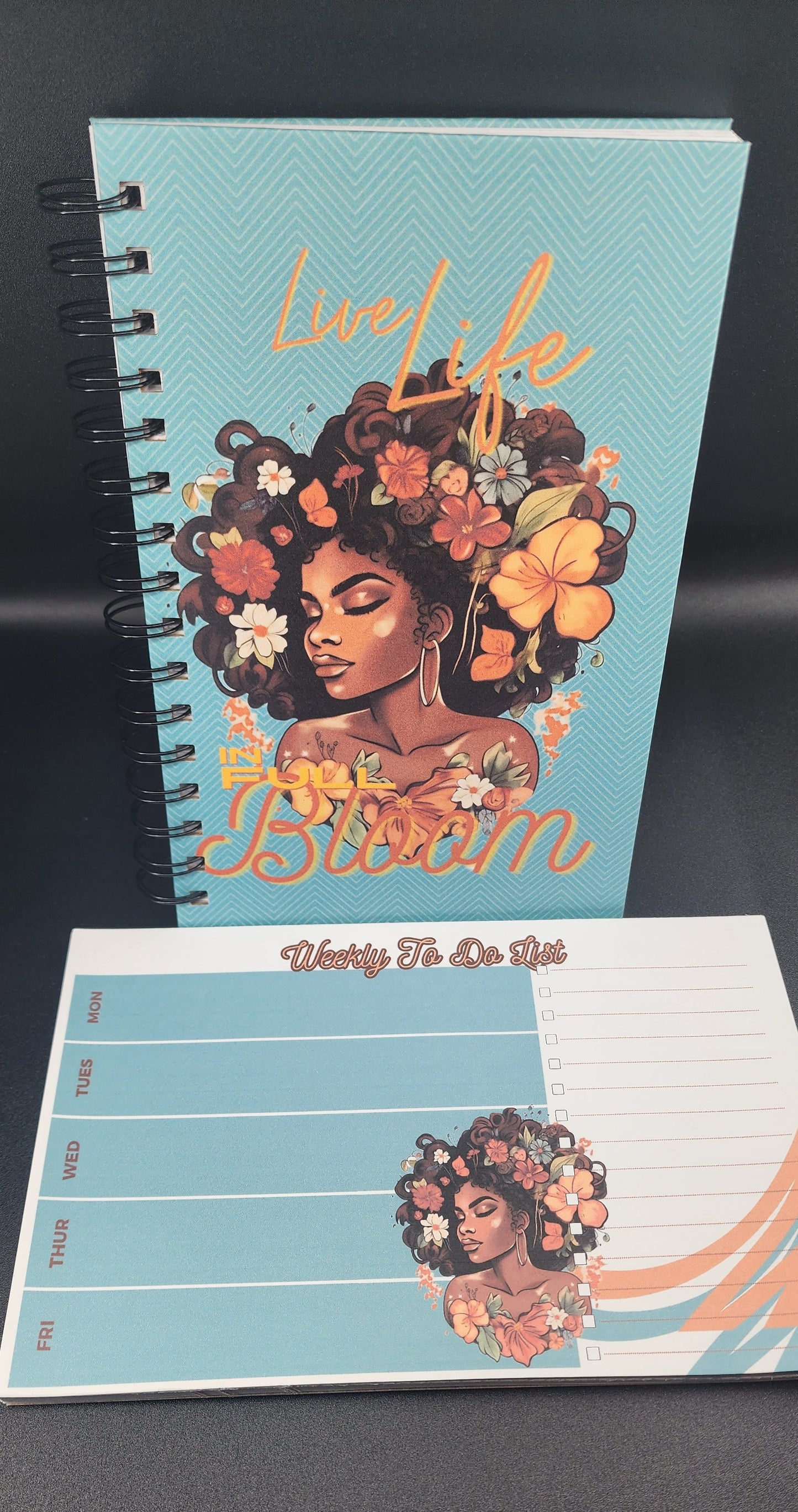 Live life in full BLOOM notebook and to do list set