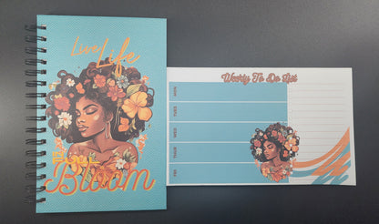 Live life in full BLOOM notebook and to do list set