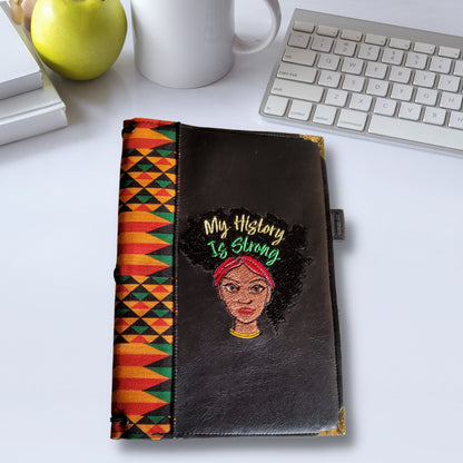 My History is Strong, handmade, embroidered travel journal cover