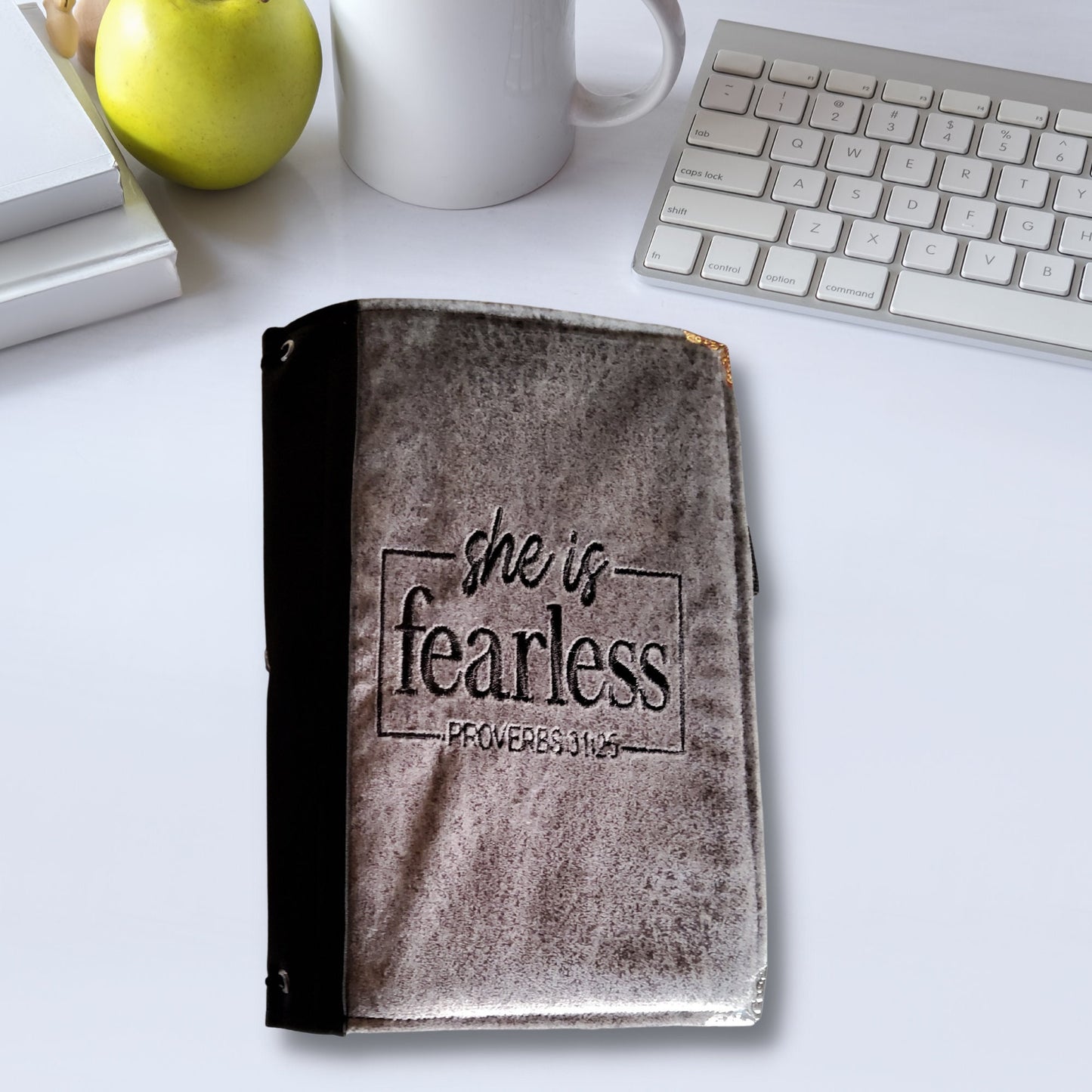 She is Fearless, handmade, embroidered travel journal cover