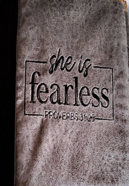 She is Fearless, handmade, embroidered travel journal cover