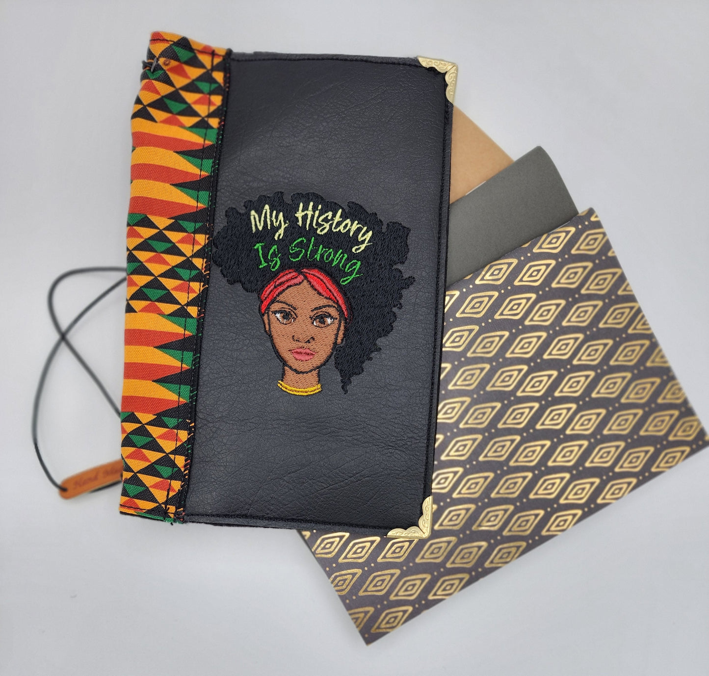 My History is Strong, handmade, embroidered travel journal cover