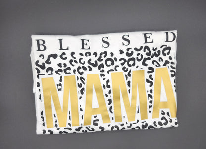 Blessed Mama t-shirt with leopard print