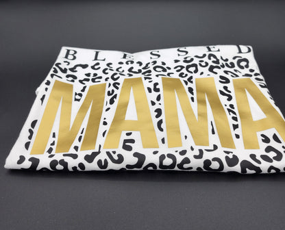 Blessed Mama t-shirt with leopard print