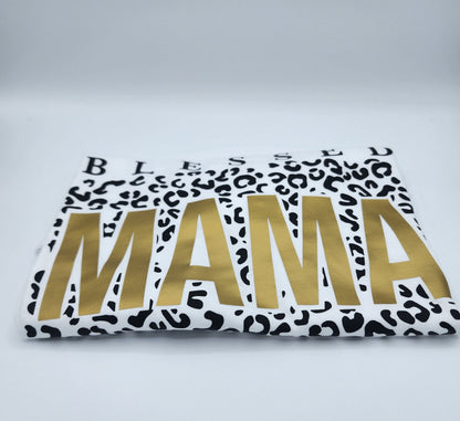 Blessed Mama t-shirt with leopard print