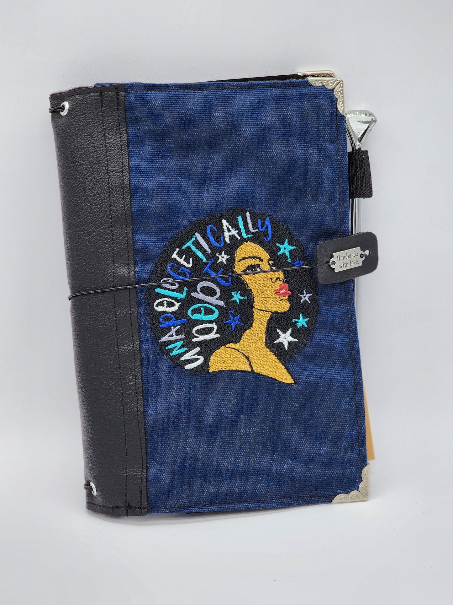 Unapologetically Dope handmade, embroidered travel journal