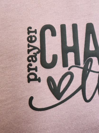 Prayer changes things pink t-shirt with puff letters